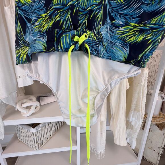 OP Men's size large swim trunks 36/38 blue, chartreuse, floral coastal #2437 - Picture 8 of 9